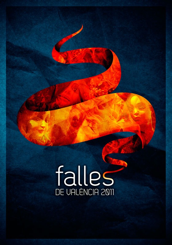 Official 2011 Las Fallas poster featuring fire · falla.