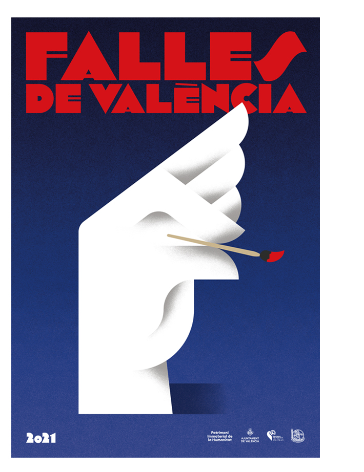 Official 2021 Las Fallas poster featuring hand · traditions.
