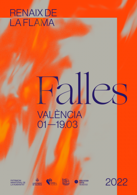 Official 2022 Las Fallas poster featuring abstract · fire.