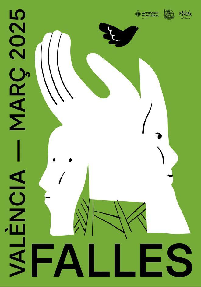 Official 2025 Las Fallas poster featuring falla · traditions.